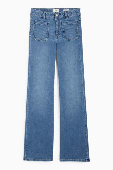 Women - Flared jeans - mid-rise waist - blue denim