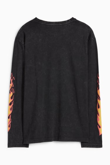 Kinderen: jongens - Vlammen - longsleeve - zwart