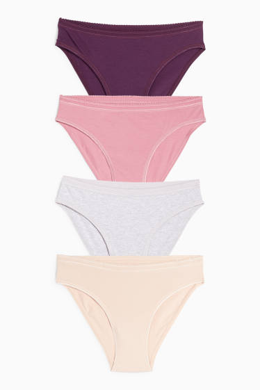 Damen - Multipack 4er - Slip - dunkelrosa