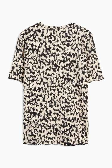 Damen - T-Shirt - Regular Fit - Leo-Print - schwarz / beige