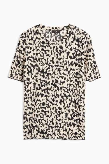 Damen - T-Shirt - Regular Fit - Leo-Print - schwarz / beige