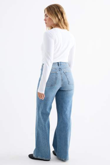 Damen - Wide Leg Jeans - High Waist - jeansblau