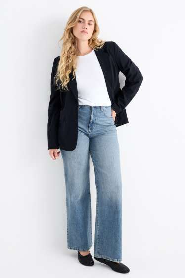 Damen - Wide Leg Jeans - High Waist - jeansblau