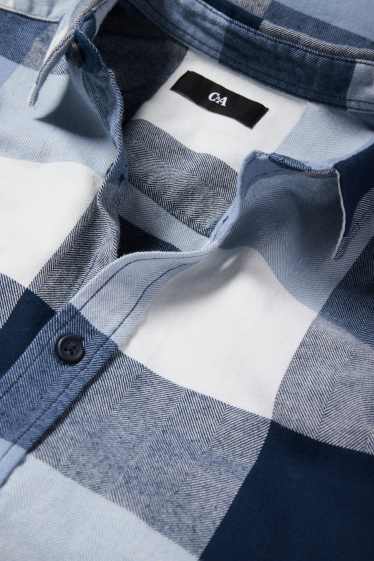 Heren - Overhemd - regular fit - kent - geruit - blauw