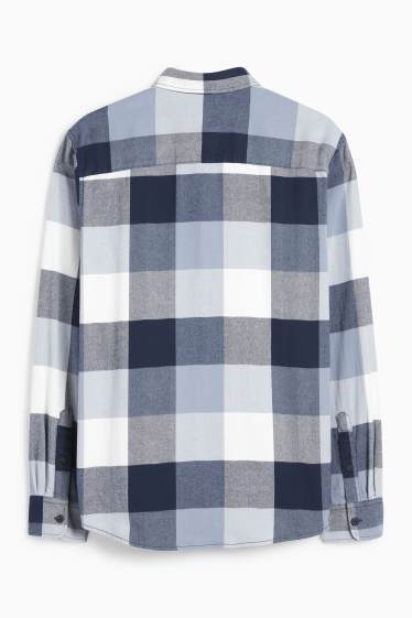 Heren - Overhemd - regular fit - kent - geruit - blauw