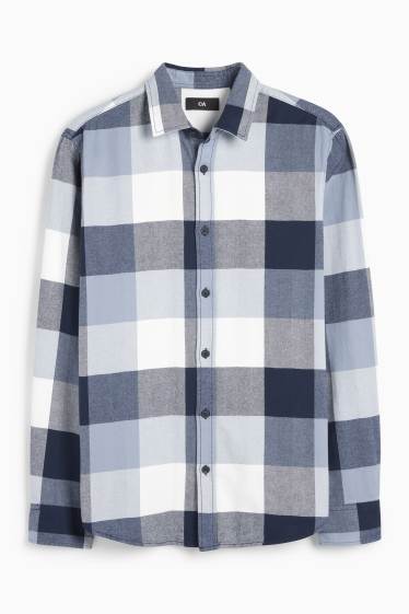 Heren - Overhemd - regular fit - kent - geruit - blauw
