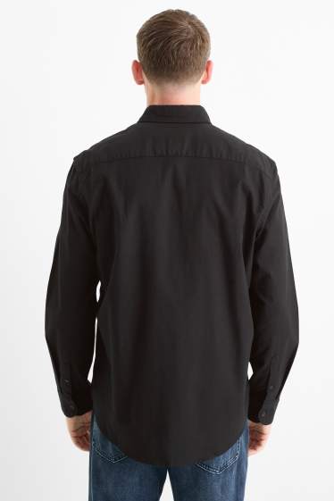 Herren - Hemd - Regular Fit - Button-down - schwarz