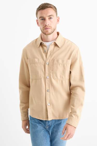Heren - Spijkerblouse - relaxed fit - kent - beige