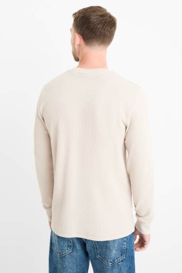 Hommes - Haut à manches longues - texturé - beige clair