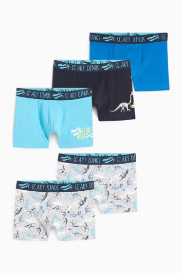 Kinder Buben - Multipack 5er - Dino - Boxershorts - dunkelblau