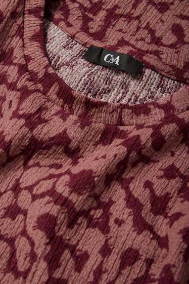 Damen - T-Shirt - Regular Fit - Leo-Print - dunkelrot