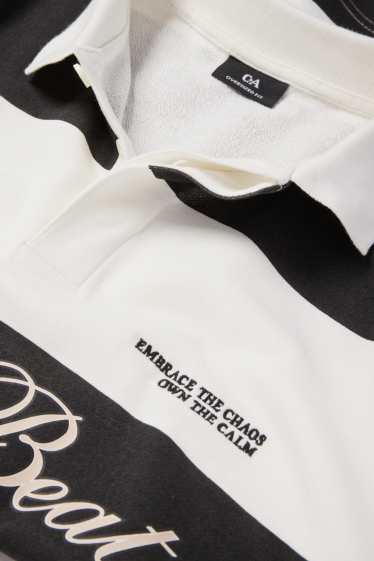 Herren - Poloshirt - gestreift - schwarz / weiss