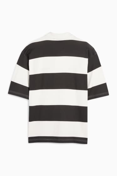 Herren - Poloshirt - gestreift - schwarz / weiss