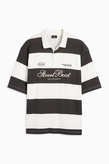 Herren - Poloshirt - gestreift - schwarz / weiss