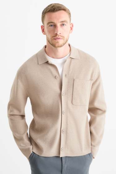 Home - Camisa de punt - regular fit - Kent - beix clar