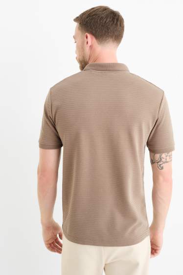 Herren - Poloshirt - gerippt - taupe