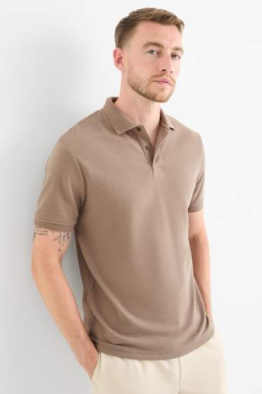 Herren - Poloshirt - gerippt - taupe