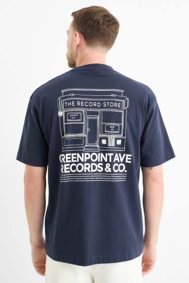 Hommes - T-shirt - relaxed fit - bleu foncé