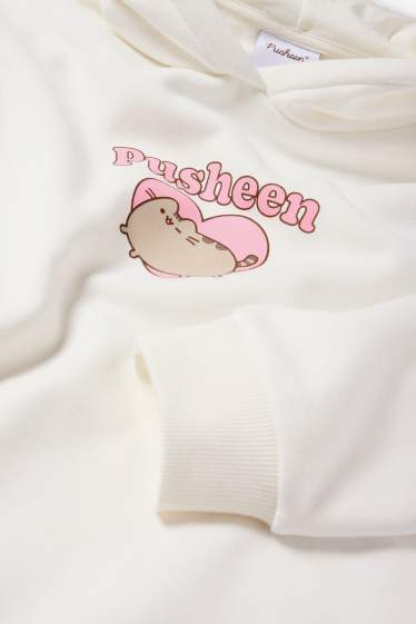 Děti - dívky - Pusheen - mikina s kapucí - bílá