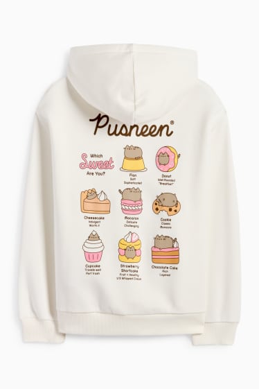 Děti - dívky - Pusheen - mikina s kapucí - bílá