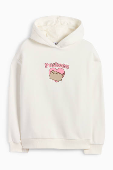 Děti - dívky - Pusheen - mikina s kapucí - bílá