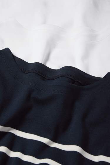 Damen - Multipack 2er - Basic-Langarmshirt - dunkelblau / weiß