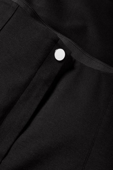 Dámské - Plátěné kalhoty - high waist - slim fit - černá