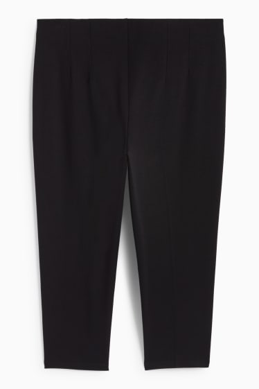 Dámské - Plátěné kalhoty - high waist - slim fit - černá