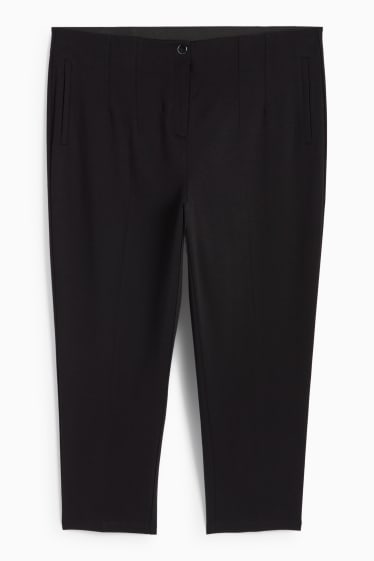 Dámské - Plátěné kalhoty - high waist - slim fit - černá