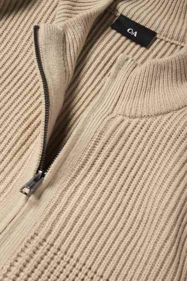 Herren - Strickjacke - strukturiert - beige