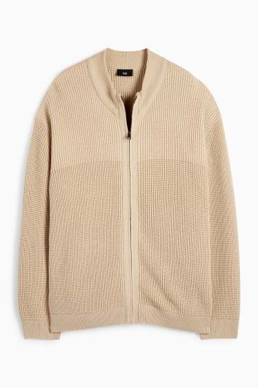 Herren - Strickjacke - strukturiert - beige