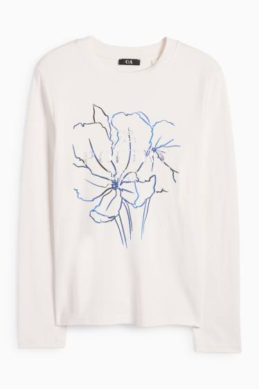 Femei - Tricou cu mânecă lungă - alb