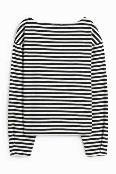 Femei - Tricou cu mânecă lungă - cu dungi - negru / alb