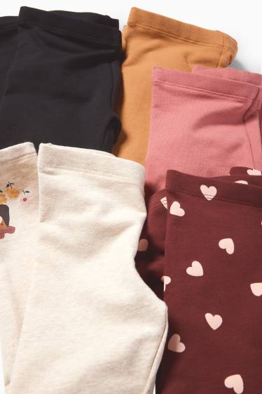 Kinderen: meisjes - Set van 5 - Hond, poes en hart - thermolegging - licht beige