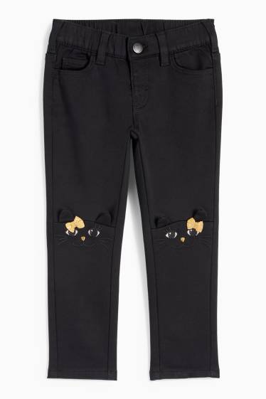 Kinder Mädchen - Katze - Skinny Jeans - schwarz