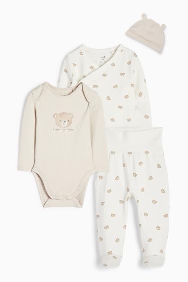 Unisex - Bärchen - Erstlings-Set - 4 teilig - cremeweiss