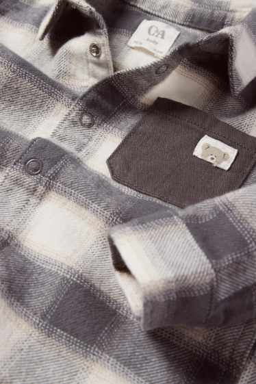 Bébés garçons - Ourson - chemise en flanelle pour bébé - à carreaux - gris