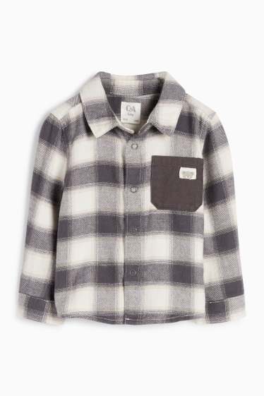 Bébés garçons - Ourson - chemise en flanelle pour bébé - à carreaux - gris