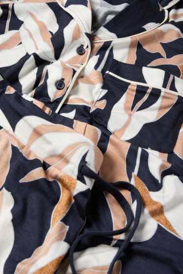 Dona - Pijama de viscosa - de flors - blau fosc