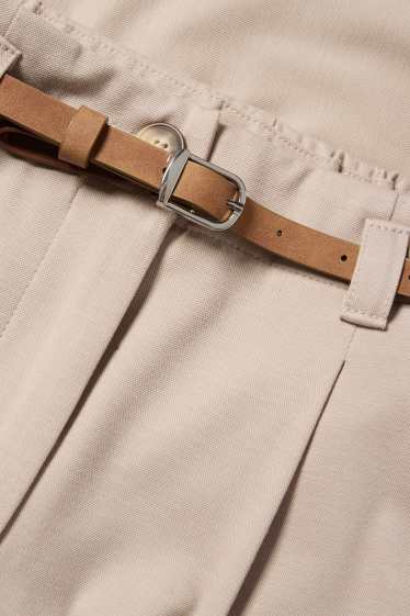 Donna - Pantaloni con cintura - vita alta - gamba larga - beige