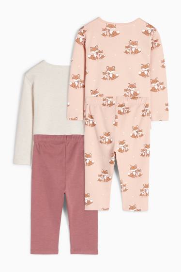 Baby Mädchen - Multipack 2er - Fuchs - Baby-Pyjama - 4 teilig - rosa