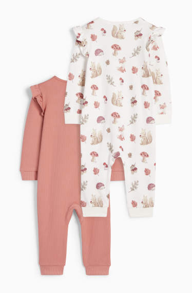 Baby Mädchen - Multipack 2er - Waldtiere - Baby-Schlafanzug - dunkelrosa