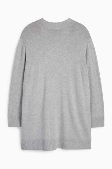 Damen - Lange Strickjacke - hellgrau