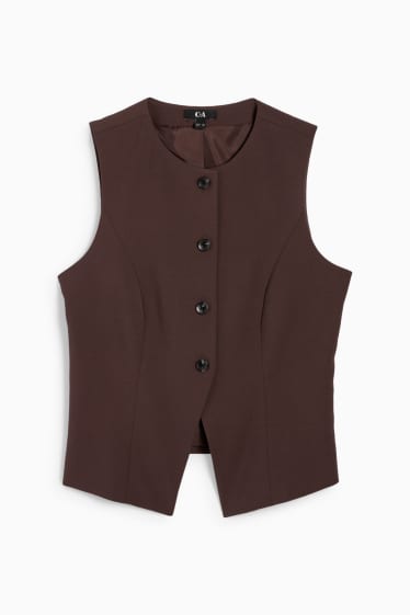 Dames - Gilet - tailored fit - donkerbruin