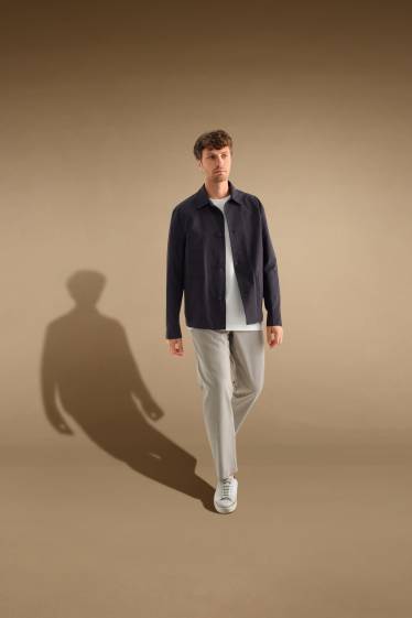 Hommes - Veste-chemise - regular fit - col kent - bleu foncé