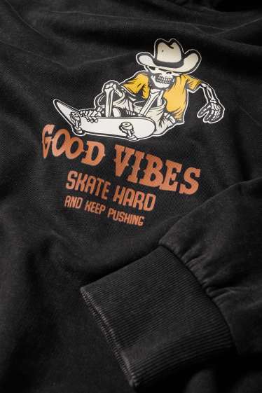 Kinder Buben - Skater-Skelett - Hoodie - schwarz