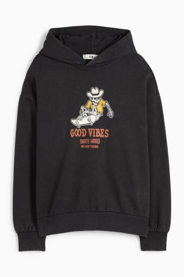 Kinder Buben - Skater-Skelett - Hoodie - schwarz