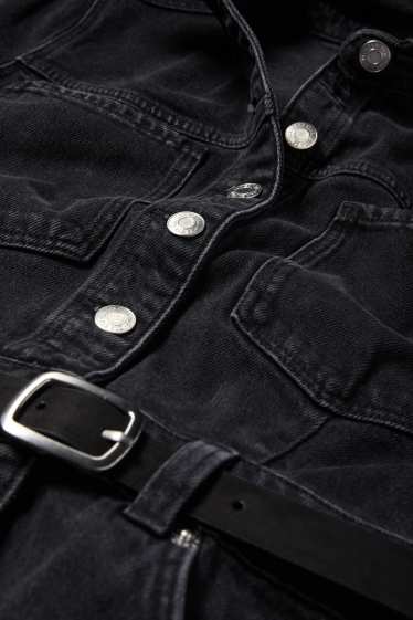 Women - Denim shirt dress with belt - denim-dark gray