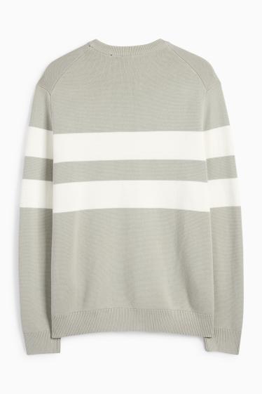 Herren - Pullover - gestreift - strukturiert - mintgrün