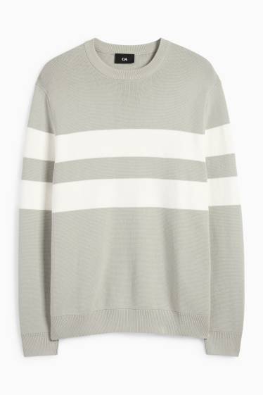 Herren - Pullover - gestreift - strukturiert - mintgrün